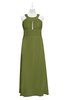ColsBM Nathalia Olive Green Plus Size Bridesmaid Dresses A-line Floor Length Ruching Zip up Mature Jewel