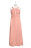 ColsBM Nathalia Peach Plus Size Bridesmaid Dresses A-line Floor Length Ruching Zip up Mature Jewel