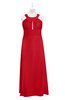 ColsBM Nathalia Red Plus Size Bridesmaid Dresses A-line Floor Length Ruching Zip up Mature Jewel