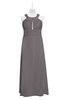 ColsBM Nathalia Ridge Grey Plus Size Bridesmaid Dresses A-line Floor Length Ruching Zip up Mature Jewel
