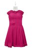 ColsBM Tenley Beetroot Purple Plus Size Bridesmaid Dresses Knee Length Zip up Cute Short Sleeve Lace A-line