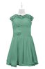 ColsBM Tenley Beryl Green Plus Size Bridesmaid Dresses Knee Length Zip up Cute Short Sleeve Lace A-line