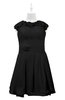 ColsBM Tenley Black Plus Size Bridesmaid Dresses Knee Length Zip up Cute Short Sleeve Lace A-line