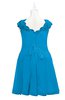 ColsBM Tenley Cornflower Blue Plus Size Bridesmaid Dresses Knee Length Zip up Cute Short Sleeve Lace A-line