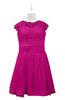 ColsBM Tenley Hot Pink Plus Size Bridesmaid Dresses Knee Length Zip up Cute Short Sleeve Lace A-line
