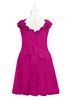 ColsBM Tenley Hot Pink Plus Size Bridesmaid Dresses Knee Length Zip up Cute Short Sleeve Lace A-line