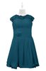 ColsBM Tenley Moroccan Blue Plus Size Bridesmaid Dresses Knee Length Zip up Cute Short Sleeve Lace A-line