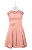 ColsBM Tenley Peach Plus Size Bridesmaid Dresses Knee Length Zip up Cute Short Sleeve Lace A-line