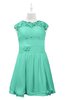ColsBM Tenley Seafoam Green Plus Size Bridesmaid Dresses Knee Length Zip up Cute Short Sleeve Lace A-line
