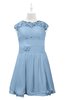 ColsBM Tenley Sky Blue Plus Size Bridesmaid Dresses Knee Length Zip up Cute Short Sleeve Lace A-line