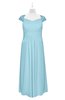 ColsBM Oakley Aqua Plus Size Bridesmaid Dresses A-line Modern Floor Length Zip up Appliques Short Sleeve