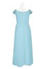 ColsBM Oakley Aqua Plus Size Bridesmaid Dresses A-line Modern Floor Length Zip up Appliques Short Sleeve