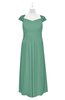 ColsBM Oakley Beryl Green Plus Size Bridesmaid Dresses A-line Modern Floor Length Zip up Appliques Short Sleeve