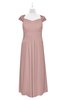 ColsBM Oakley Blush Pink Plus Size Bridesmaid Dresses A-line Modern Floor Length Zip up Appliques Short Sleeve