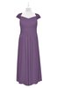 ColsBM Oakley Eggplant Plus Size Bridesmaid Dresses A-line Modern Floor Length Zip up Appliques Short Sleeve