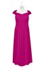 ColsBM Oakley Hot Pink Plus Size Bridesmaid Dresses A-line Modern Floor Length Zip up Appliques Short Sleeve