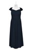 ColsBM Oakley Navy Blue Plus Size Bridesmaid Dresses A-line Modern Floor Length Zip up Appliques Short Sleeve