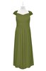 ColsBM Oakley Olive Green Plus Size Bridesmaid Dresses A-line Modern Floor Length Zip up Appliques Short Sleeve