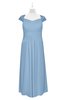 ColsBM Oakley Sky Blue Plus Size Bridesmaid Dresses A-line Modern Floor Length Zip up Appliques Short Sleeve