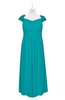 ColsBM Oakley Teal Plus Size Bridesmaid Dresses A-line Modern Floor Length Zip up Appliques Short Sleeve
