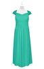 ColsBM Oakley Viridian Green Plus Size Bridesmaid Dresses A-line Modern Floor Length Zip up Appliques Short Sleeve