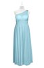 ColsBM Landry Aqua Plus Size Bridesmaid Dresses Sleeveless One Shoulder Pleated Floor Length Elegant Half Backless