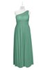 ColsBM Landry Beryl Green Plus Size Bridesmaid Dresses Sleeveless One Shoulder Pleated Floor Length Elegant Half Backless