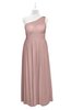 ColsBM Landry Blush Pink Plus Size Bridesmaid Dresses Sleeveless One Shoulder Pleated Floor Length Elegant Half Backless