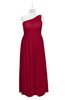 ColsBM Landry Dark Red Plus Size Bridesmaid Dresses Sleeveless One Shoulder Pleated Floor Length Elegant Half Backless