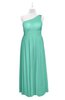 ColsBM Landry Mint Green Plus Size Bridesmaid Dresses Sleeveless One Shoulder Pleated Floor Length Elegant Half Backless