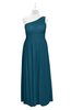 ColsBM Landry Moroccan Blue Plus Size Bridesmaid Dresses Sleeveless One Shoulder Pleated Floor Length Elegant Half Backless