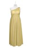 ColsBM Landry New Wheat Plus Size Bridesmaid Dresses Sleeveless One Shoulder Pleated Floor Length Elegant Half Backless