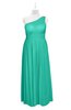ColsBM Landry Viridian Green Plus Size Bridesmaid Dresses Sleeveless One Shoulder Pleated Floor Length Elegant Half Backless
