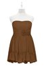 ColsBM Paityn Brown Plus Size Bridesmaid Dresses Pleated Zip up Sleeveless Strapless Knee Length Modern