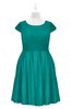 ColsBM Paislee Blue Grass Plus Size Bridesmaid Dresses Elegant Tea Length Zip up Short Sleeve A-line Sash
