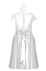 ColsBM Paislee Cloud White Plus Size Bridesmaid Dresses Elegant Tea Length Zip up Short Sleeve A-line Sash