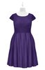 ColsBM Paislee Dark Purple Plus Size Bridesmaid Dresses Elegant Tea Length Zip up Short Sleeve A-line Sash
