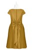 ColsBM Paislee Harvest Gold Plus Size Bridesmaid Dresses Elegant Tea Length Zip up Short Sleeve A-line Sash