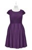 ColsBM Paislee Imperial Purple Plus Size Bridesmaid Dresses Elegant Tea Length Zip up Short Sleeve A-line Sash