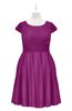 ColsBM Paislee Raspberry Plus Size Bridesmaid Dresses Elegant Tea Length Zip up Short Sleeve A-line Sash