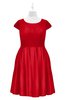 ColsBM Paislee Tomato Plus Size Bridesmaid Dresses Elegant Tea Length Zip up Short Sleeve A-line Sash