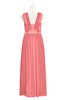 ColsBM Mckinley Coral Plus Size Bridesmaid Dresses Floor Length Pleated Sleeveless Zipper Thick Straps Romantic