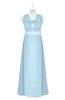 ColsBM Mckinley Ice Blue Plus Size Bridesmaid Dresses Floor Length Pleated Sleeveless Zipper Thick Straps Romantic