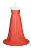 ColsBM Paris Living Coral Plus Size Bridesmaid Dresses Pleated A-line Glamorous Sleeveless Zip up Strapless