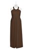 ColsBM Raegan Chocolate Brown Plus Size Bridesmaid Dresses Floor Length Pleated Sleeveless Backless A-line Princess