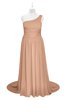 ColsBM Raelynn Almost Apricot Plus Size Bridesmaid Dresses Cinderella Asymmetric Neckline A-line Sleeveless Half Backless Sash