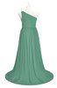 ColsBM Raelynn Beryl Green Plus Size Bridesmaid Dresses Cinderella Asymmetric Neckline A-line Sleeveless Half Backless Sash