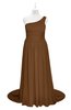 ColsBM Raelynn Brown Plus Size Bridesmaid Dresses Cinderella Asymmetric Neckline A-line Sleeveless Half Backless Sash