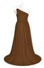 ColsBM Raelynn Brown Plus Size Bridesmaid Dresses Cinderella Asymmetric Neckline A-line Sleeveless Half Backless Sash