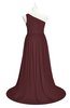 ColsBM Raelynn Burgundy Plus Size Bridesmaid Dresses Cinderella Asymmetric Neckline A-line Sleeveless Half Backless Sash